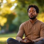 Black man meditating